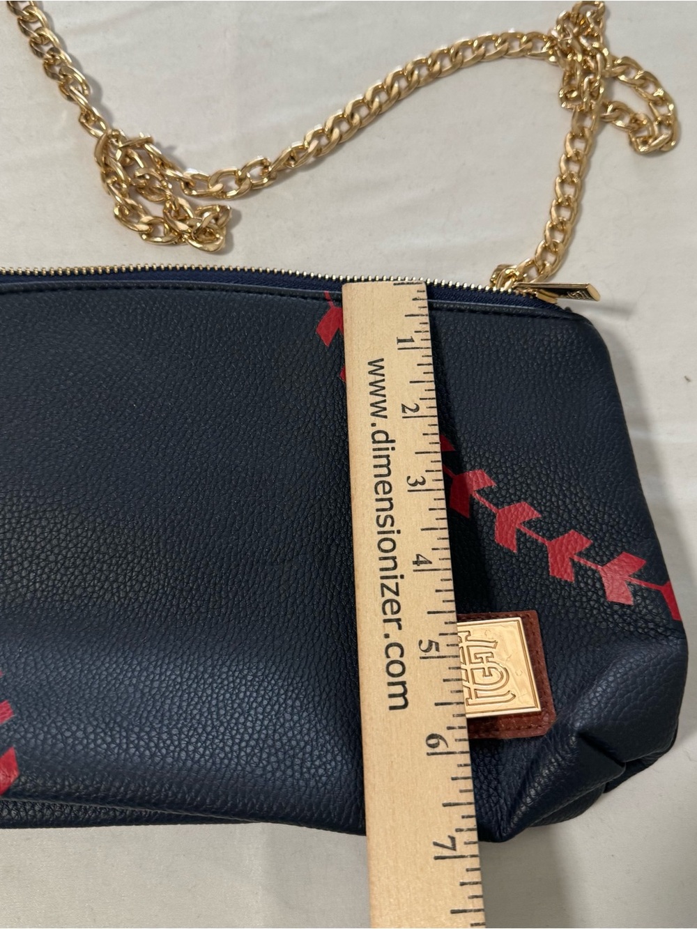 St. Louis Cardinals Navy Crossbody Bag Red Stitching Gold Chain Strap Statement - Picture 9 of 9